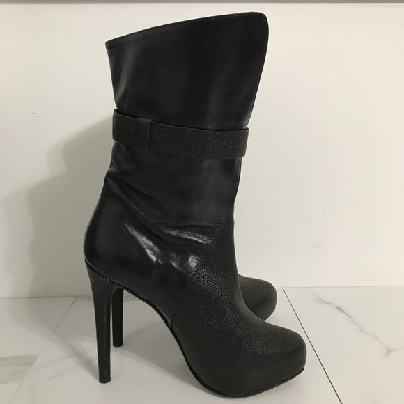 Maiyet Black High Heel Boots with Buckle Detail - Picture 3 of 12